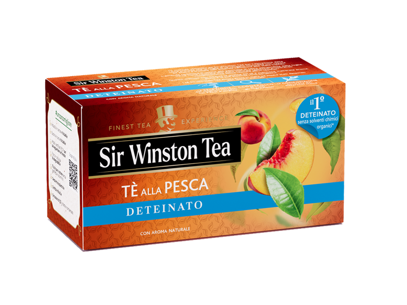 Sir Wiston Tea® | Tè Freddo Deteinato Pesca e Mango | Tè Senza Zuccheri e  Calorie | Tè Deteinato Frutta Pesca & Mango - 1 x 18 Bustine di Tè (45 Gr)